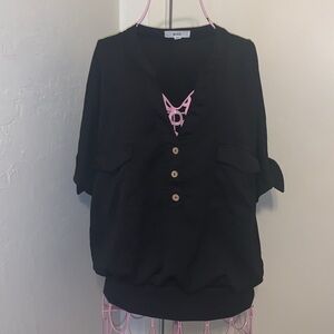 💕Mine black shortsleeved blouse- Large